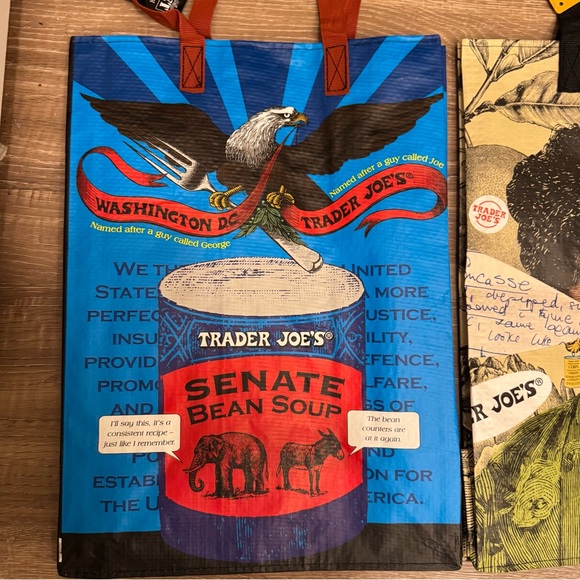 Trader Joe's Tote grocery bags with handles 3x - Picture 4 of 8